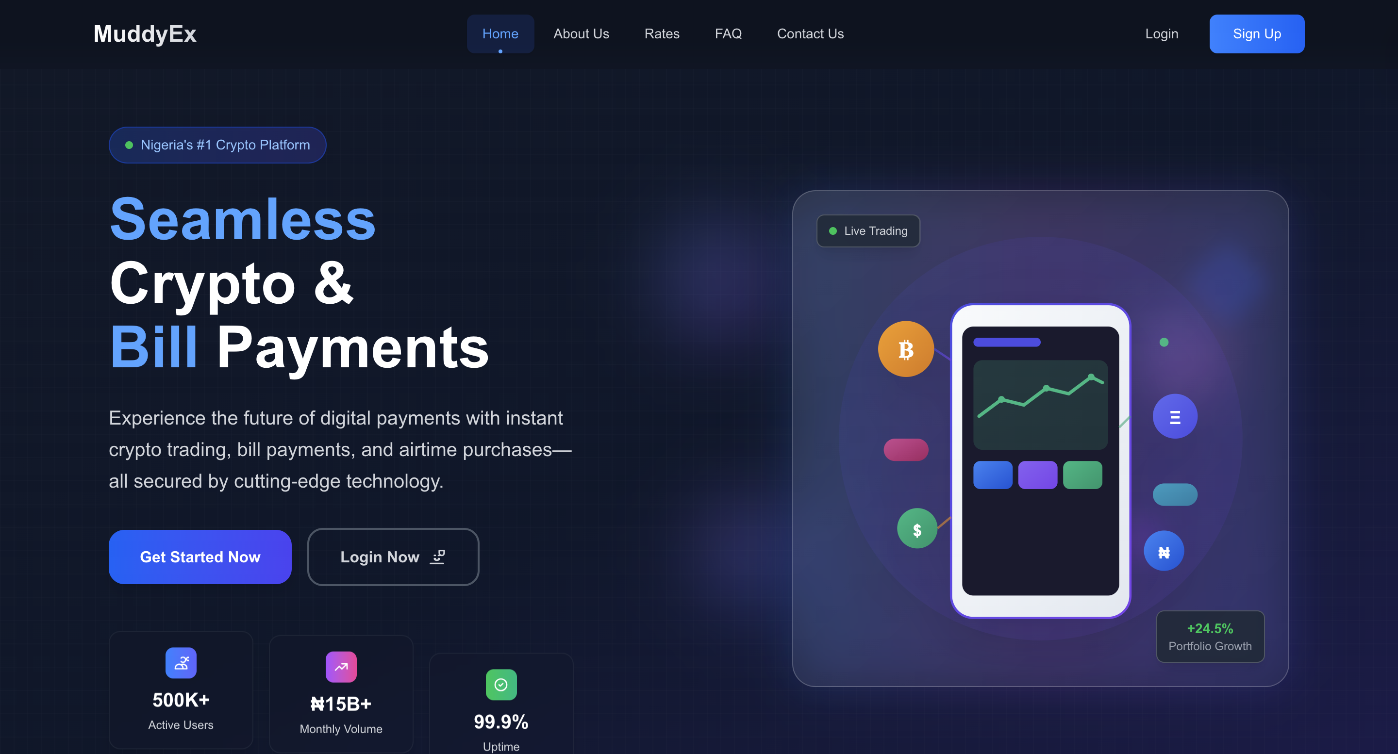 Muddy Ex - Crypto Exchange - web development project by Muddy X Digital